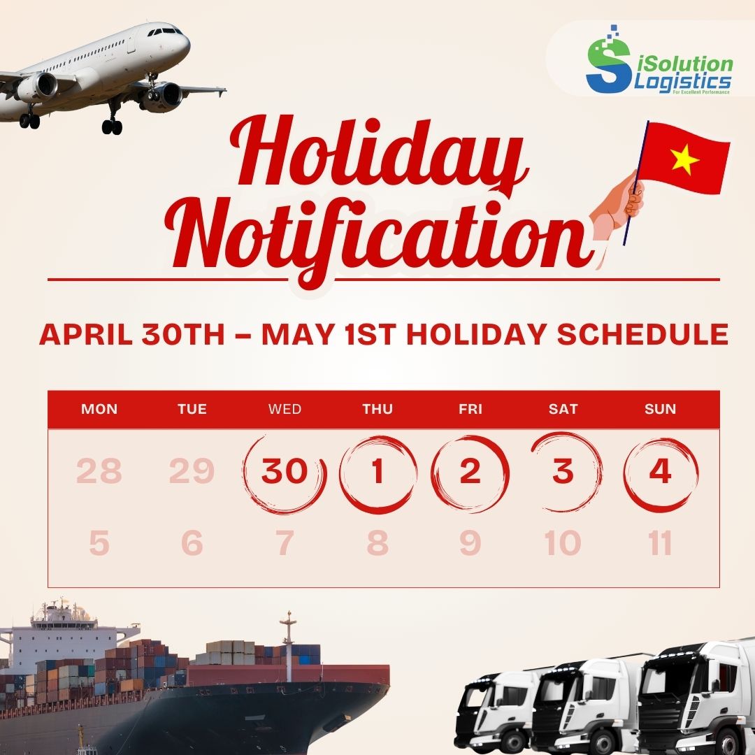 iSolution Logistics holiday notice April 30 May 1