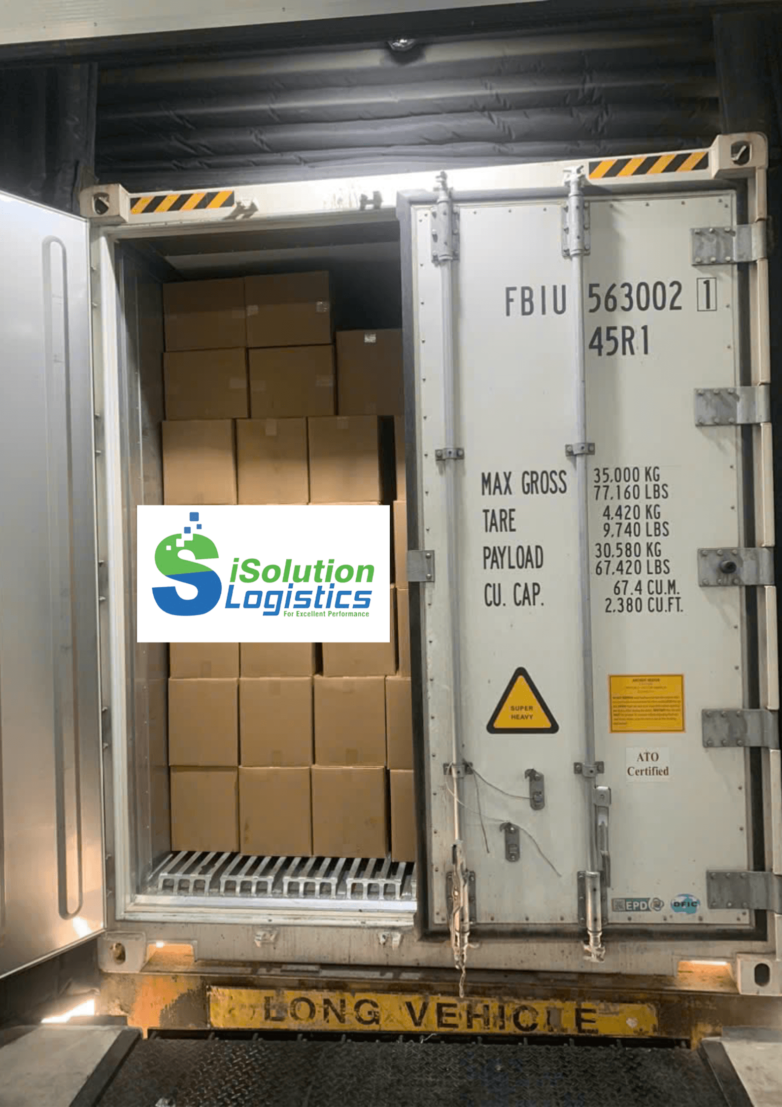 Reefer container loaded with cartons, iSolution Logistics